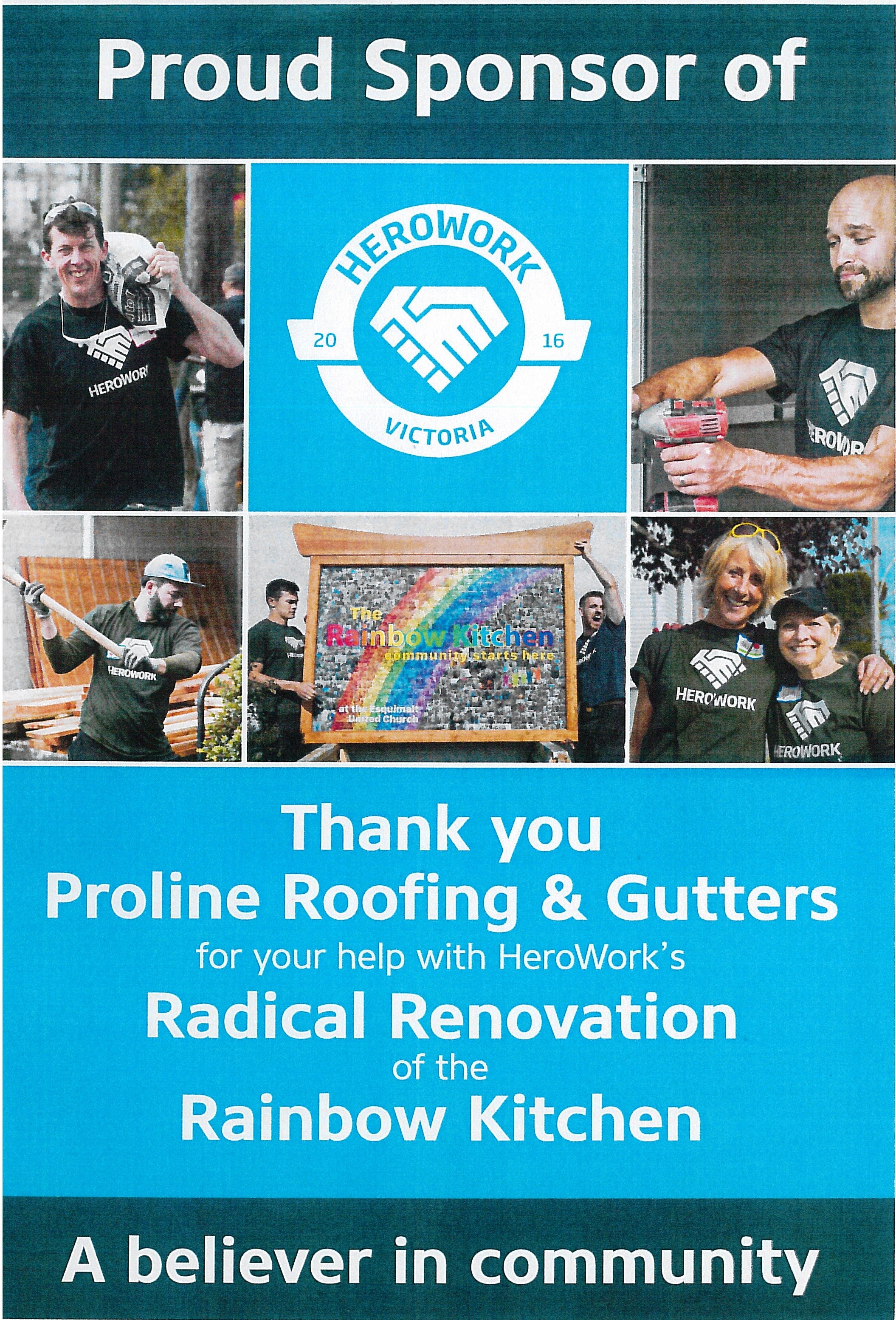 proline roofing sponsor herowork victoria bc rainbow kitchen 2017  